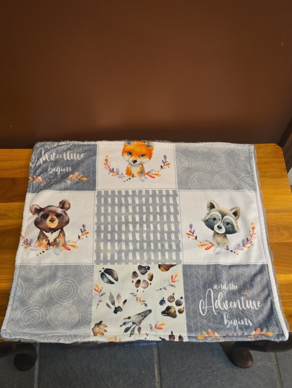 Woodland Friends Baby Blanket Lovey - Gray Fox, Bear & Raccoon